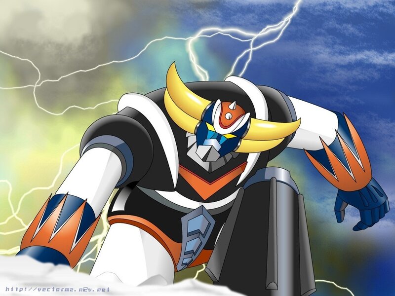 robot in stormy sky