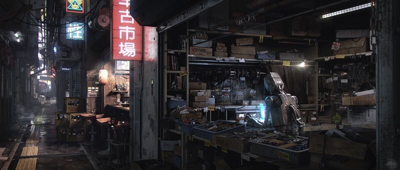 Robot in Workshop — Black