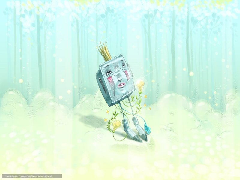 robot king in forest