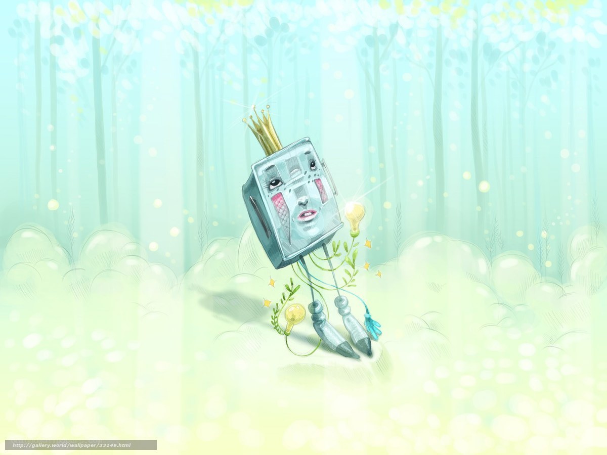 robot king in forest