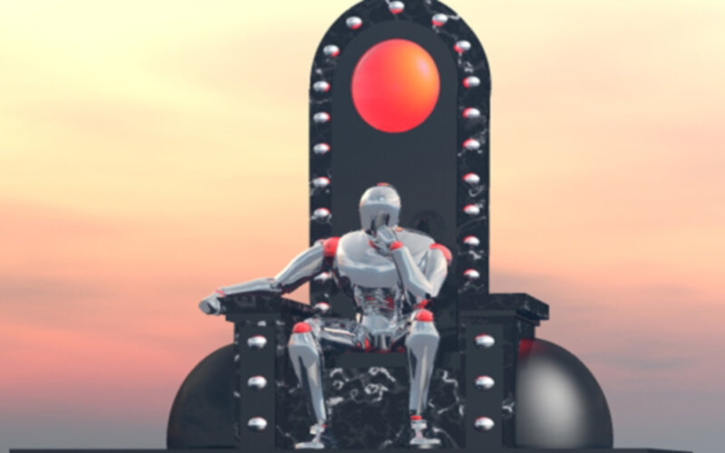 robot king on throne