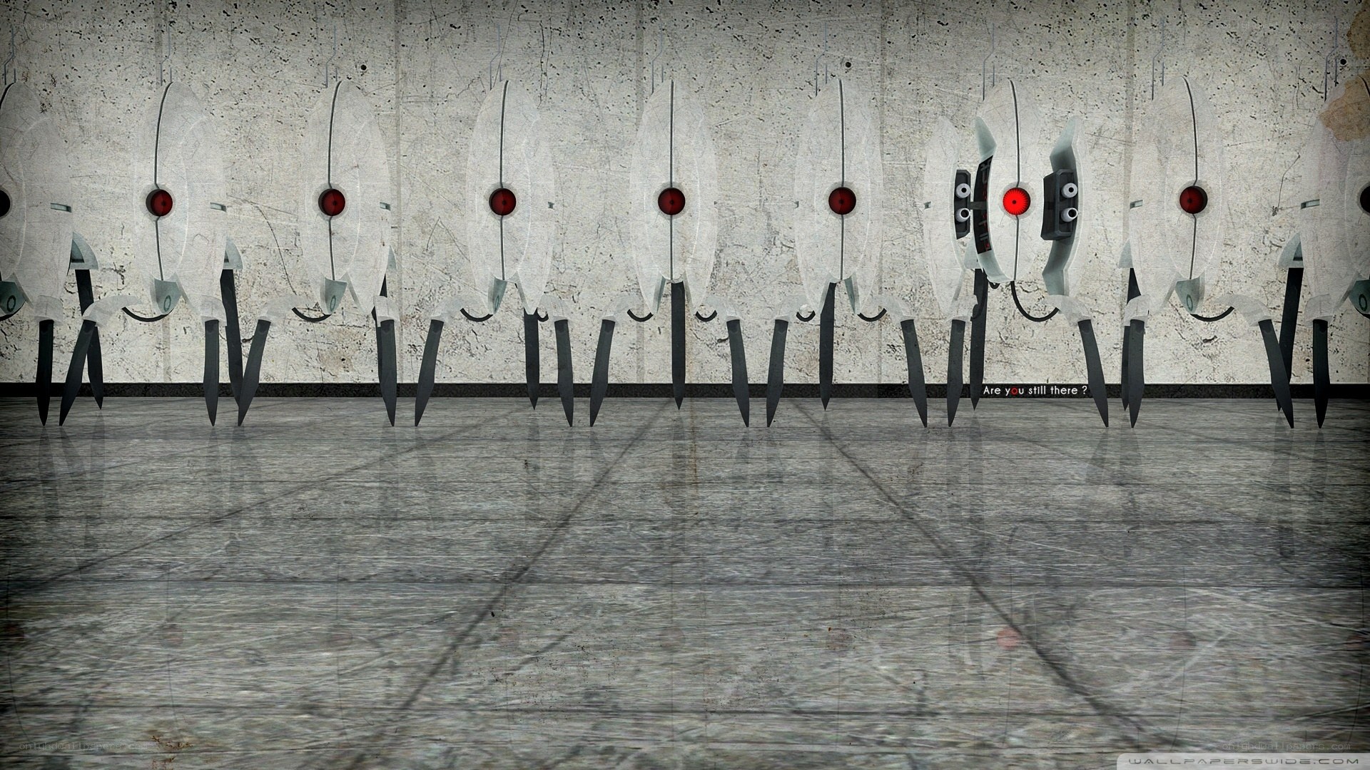 robot line in concrete room