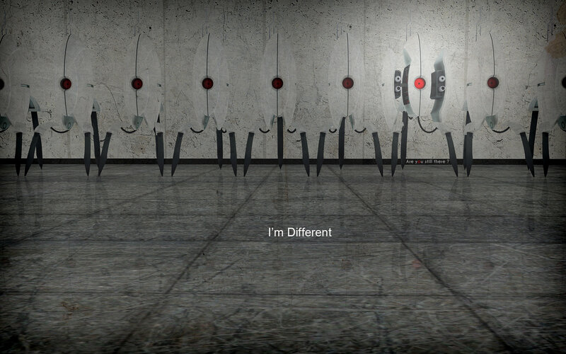 robot line with one different