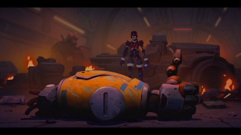Robot Lying on Ground — Orange