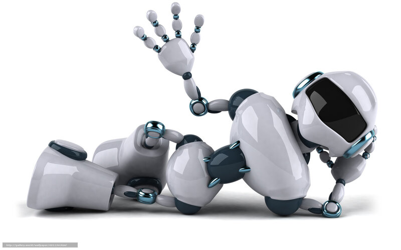 Robot Lying on Side — White