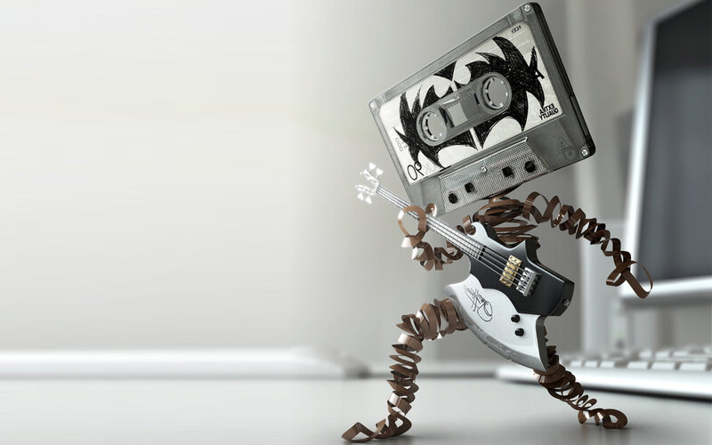 robot made of cassette tape