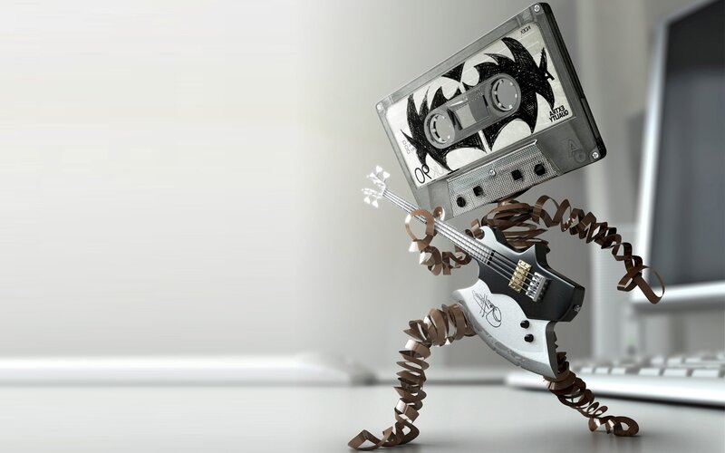robot made of cassette tape
