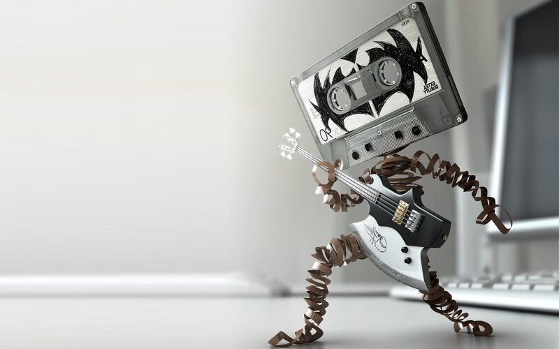 Robot Made of Cassette Tape — White