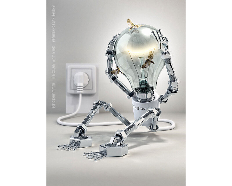 robot made of light bulb