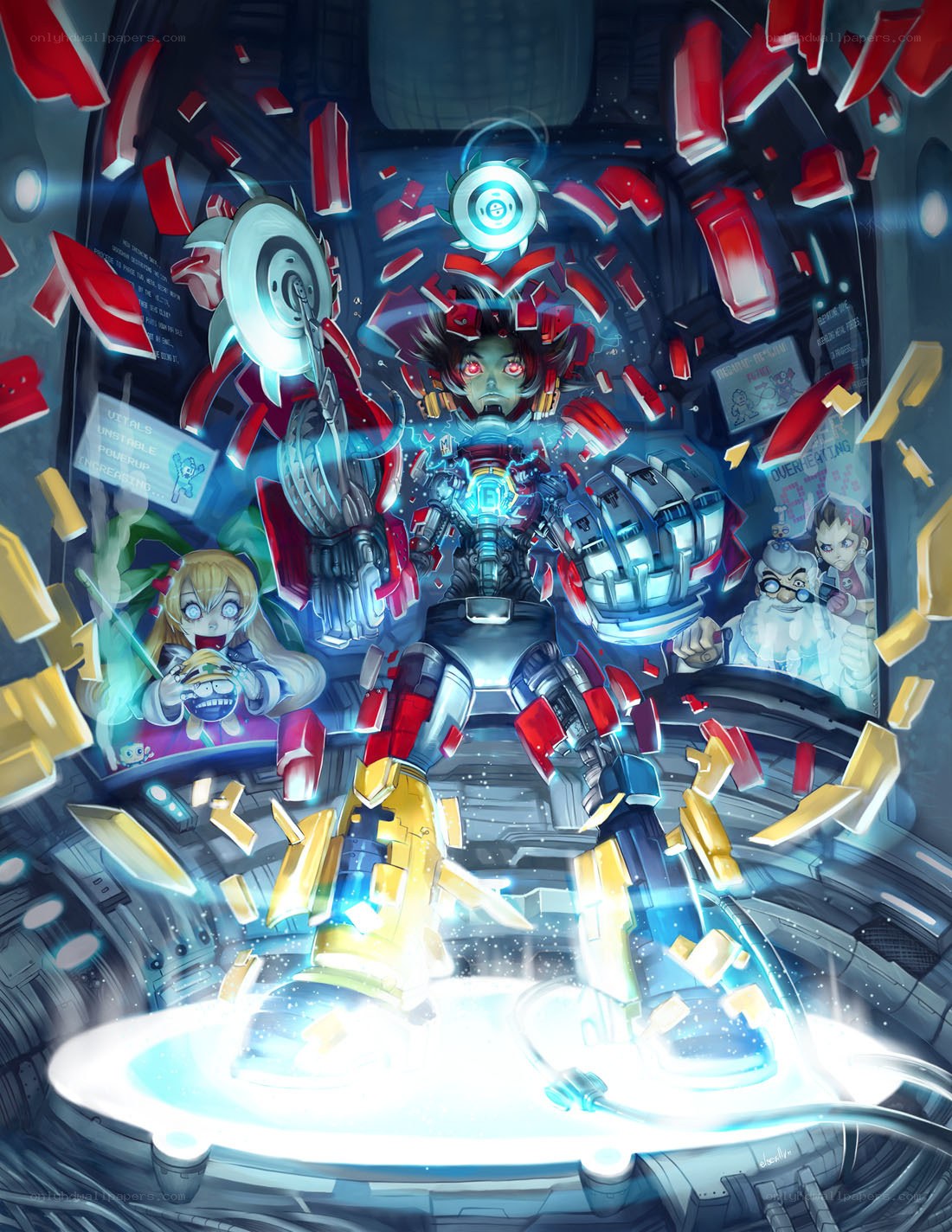 Robot mech battle scene