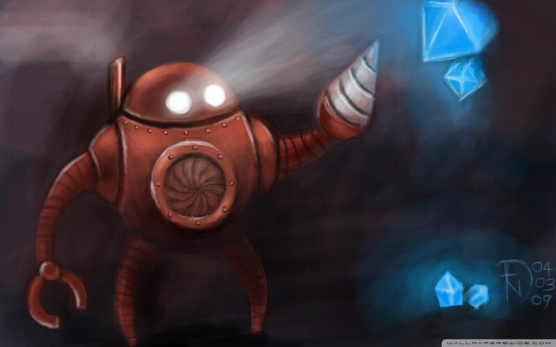robot mining crystals
