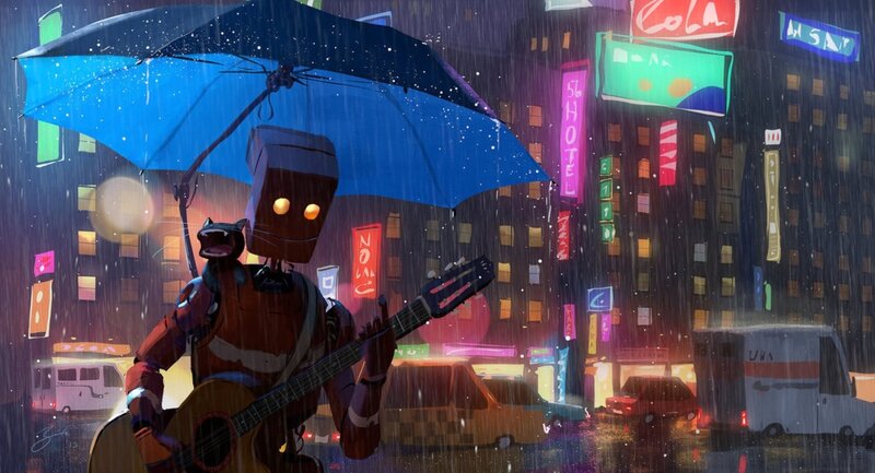 Robot Musician in Rain