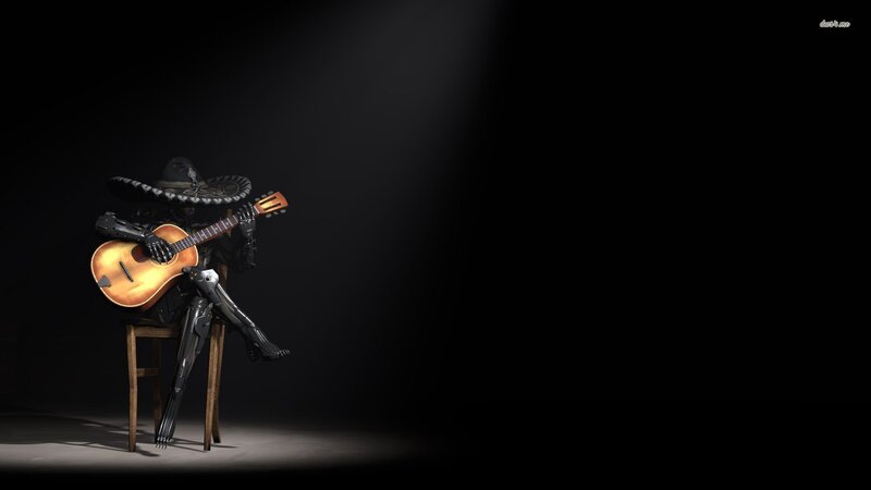 Robot Musician with Guitar — Black