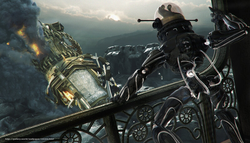 Robot on a balcony watching a crash