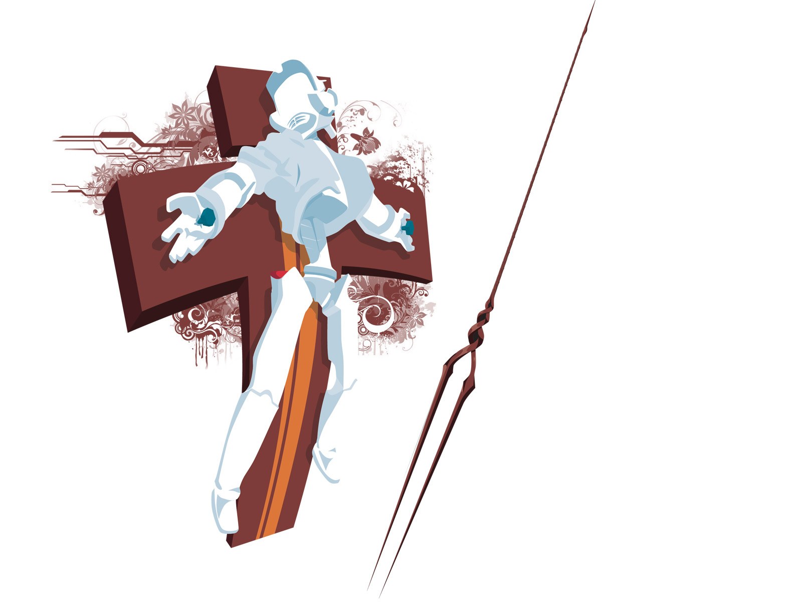 robot on a cross