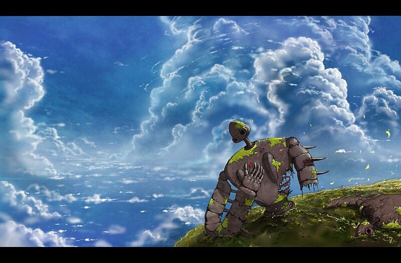 robot on a grassy hill
