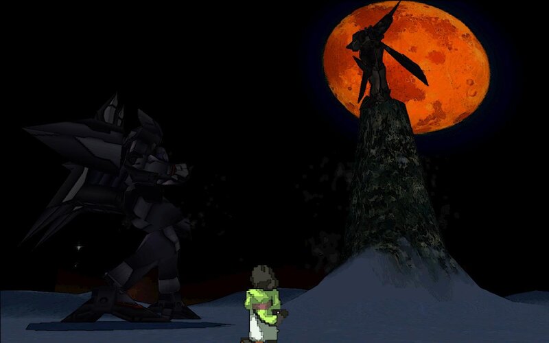 Robot on a moonlit hill