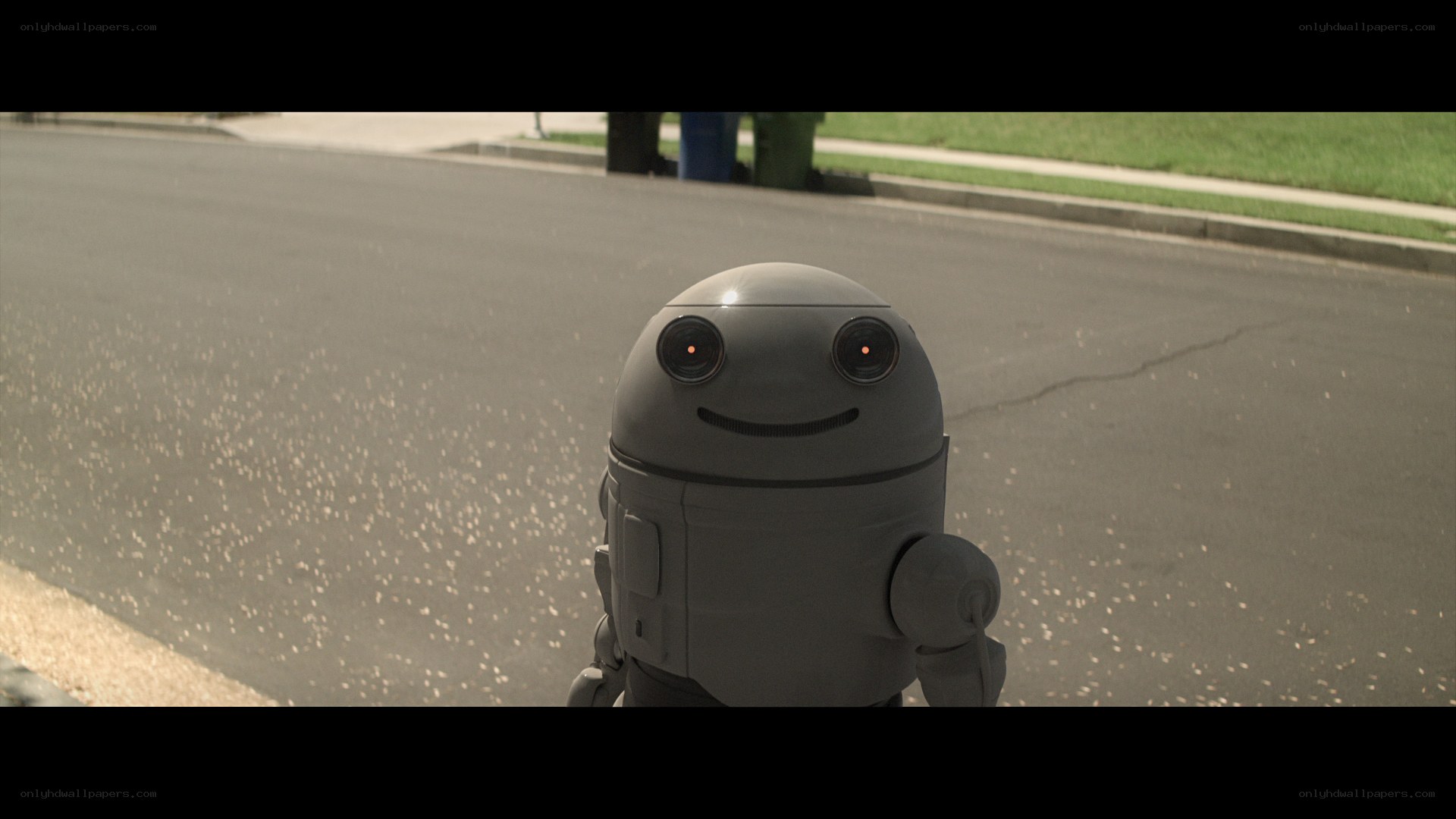 robot on a suburban street