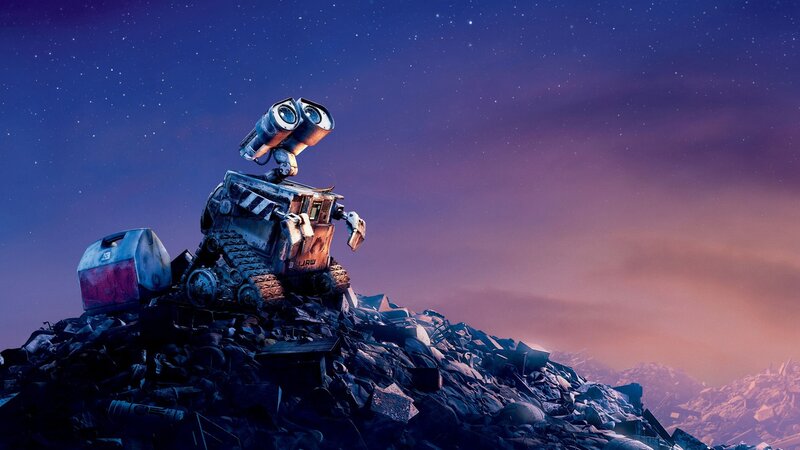 Robot on a Trash Pile — Blue, Dramatic