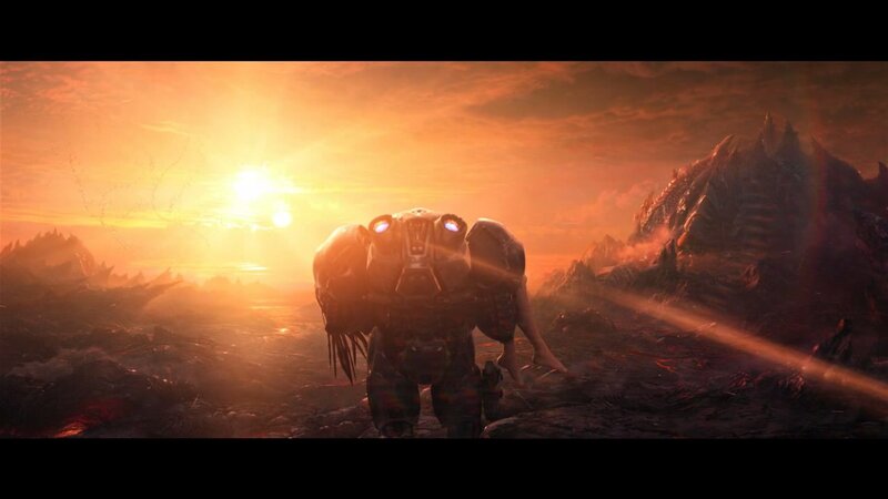 robot on alien planet at sunset