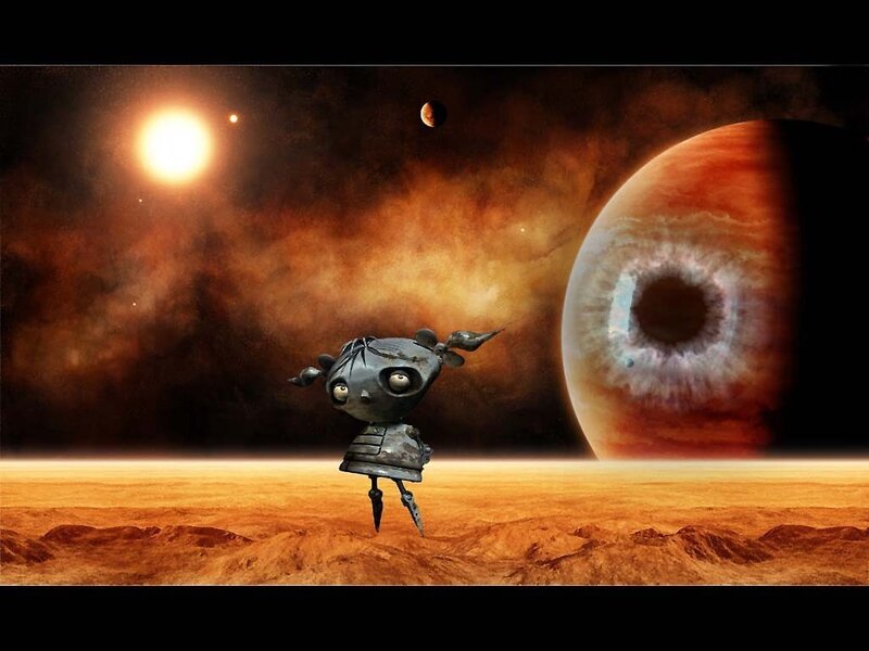 Robot on Alien Planet — Orange, Dramatic