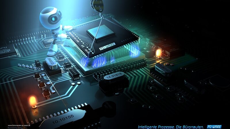 Robot on Circuit Board — Black, Technological