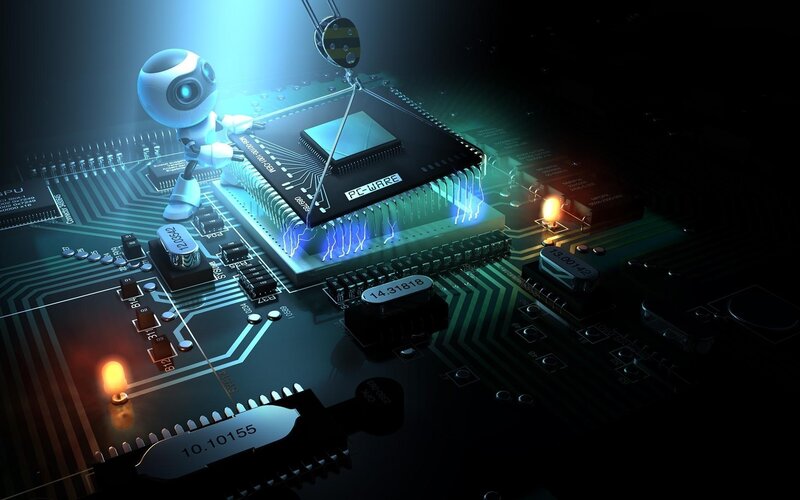 Robot on Circuit Board — Black