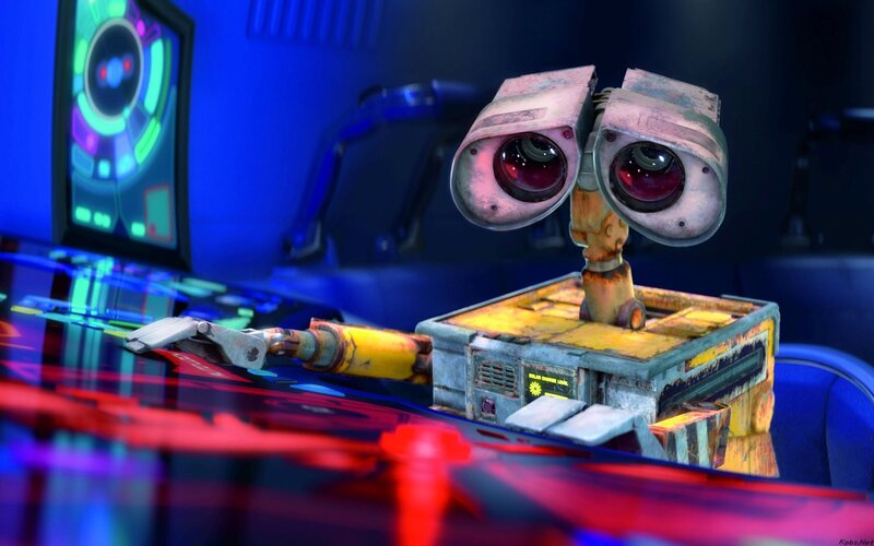 Robot on Control Panel — Blue