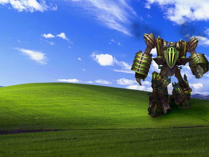 robot on green hill