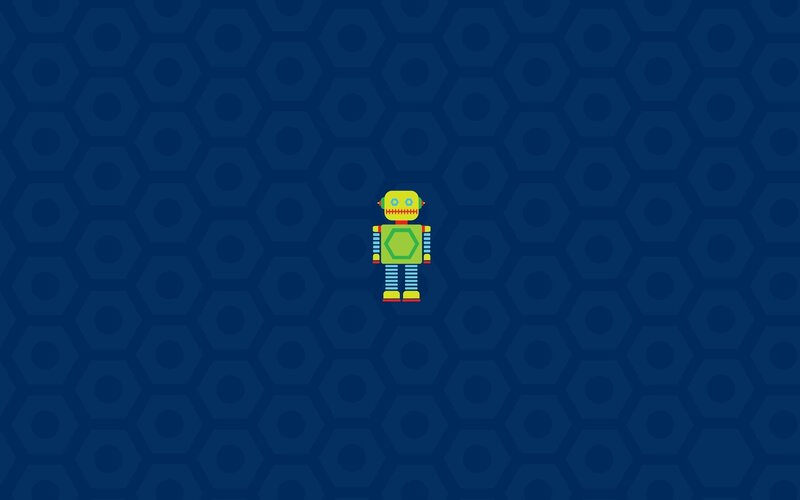 robot on hexagonal background