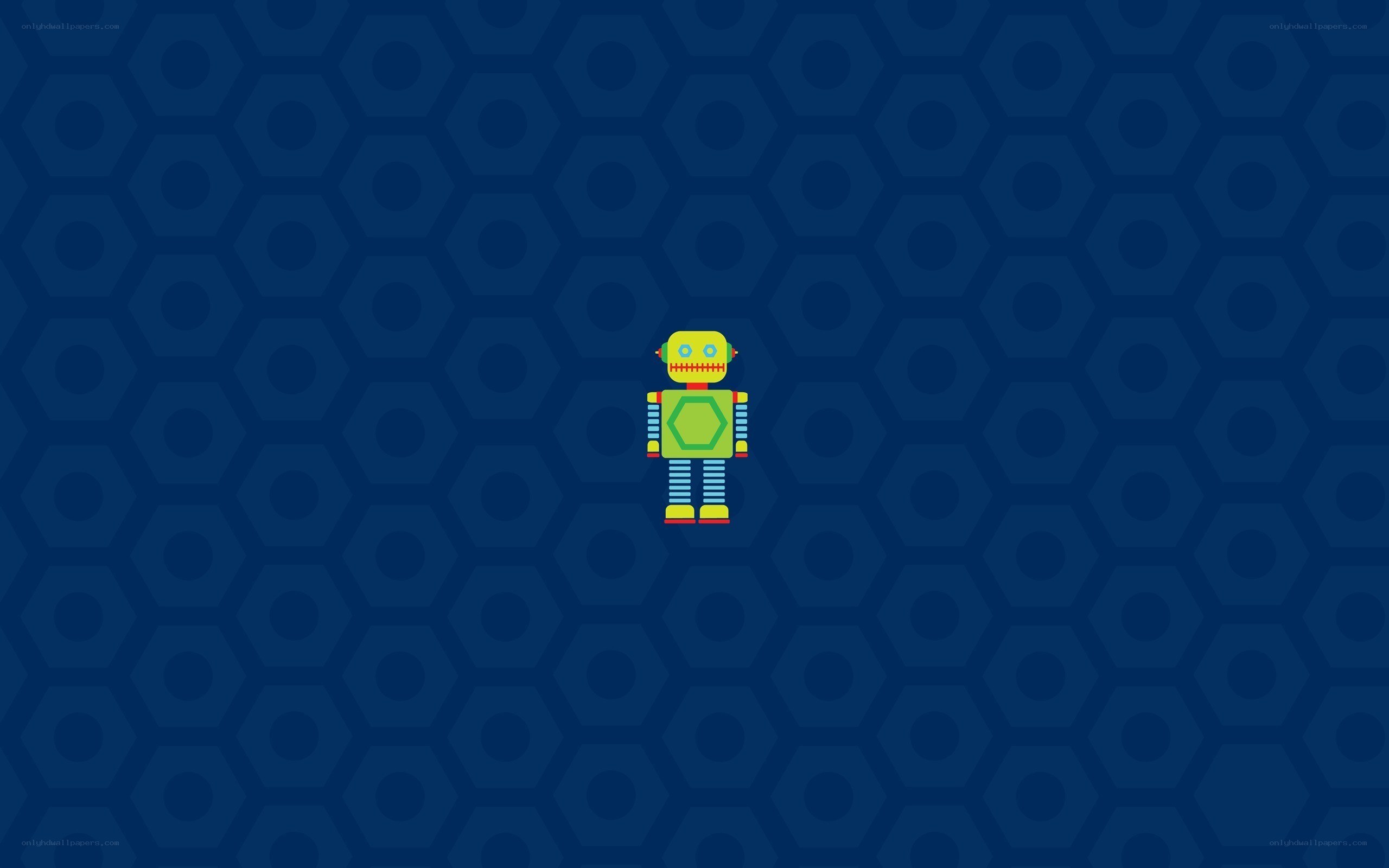 robot on hexagonal background