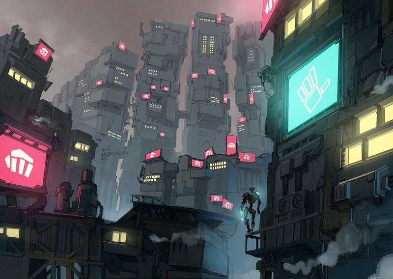 Robot on Platform — Gray