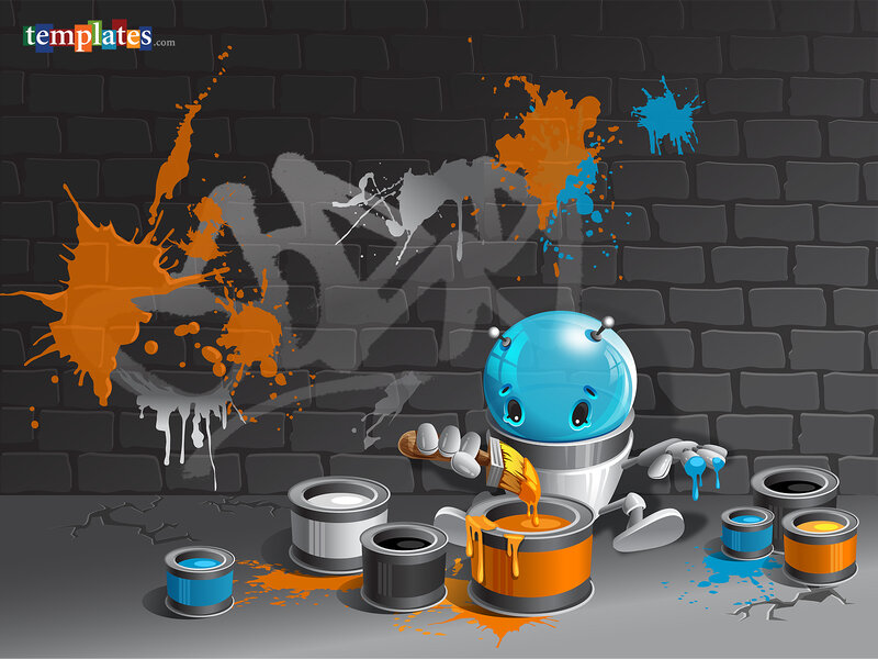 Robot Painting Graffiti — Blue