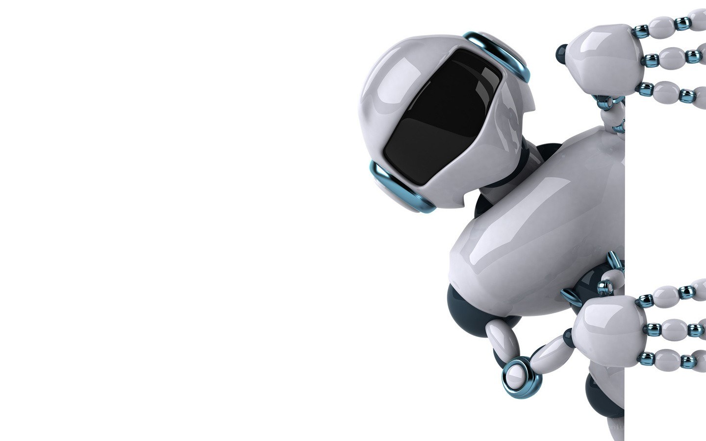 robot peeking from behind a wall
