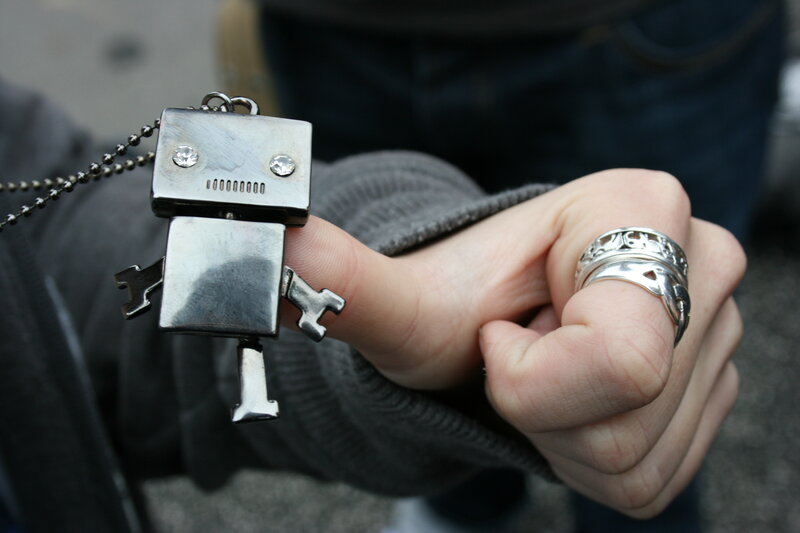 robot pendant on a hand