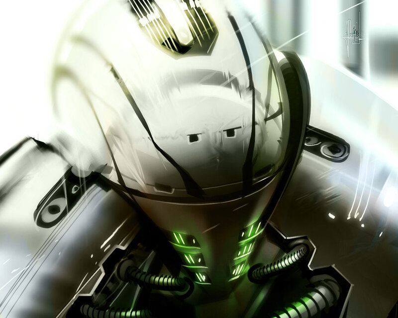 robot pilot in cockpit