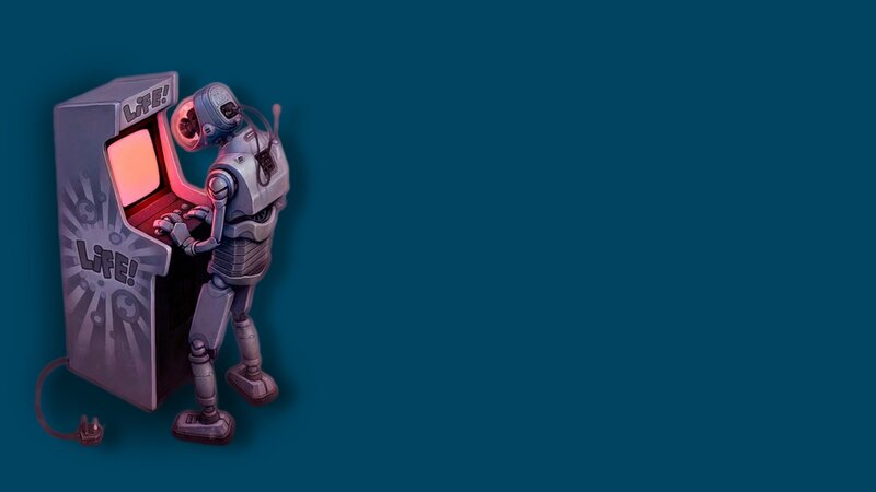 Robot Playing Arcade Game