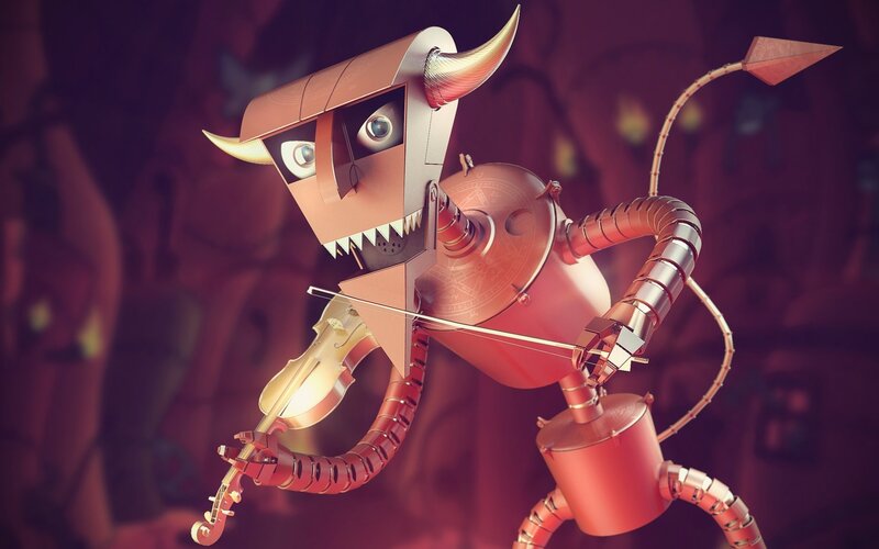 robot playing violin