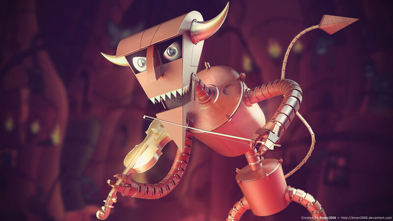 robot playing violin