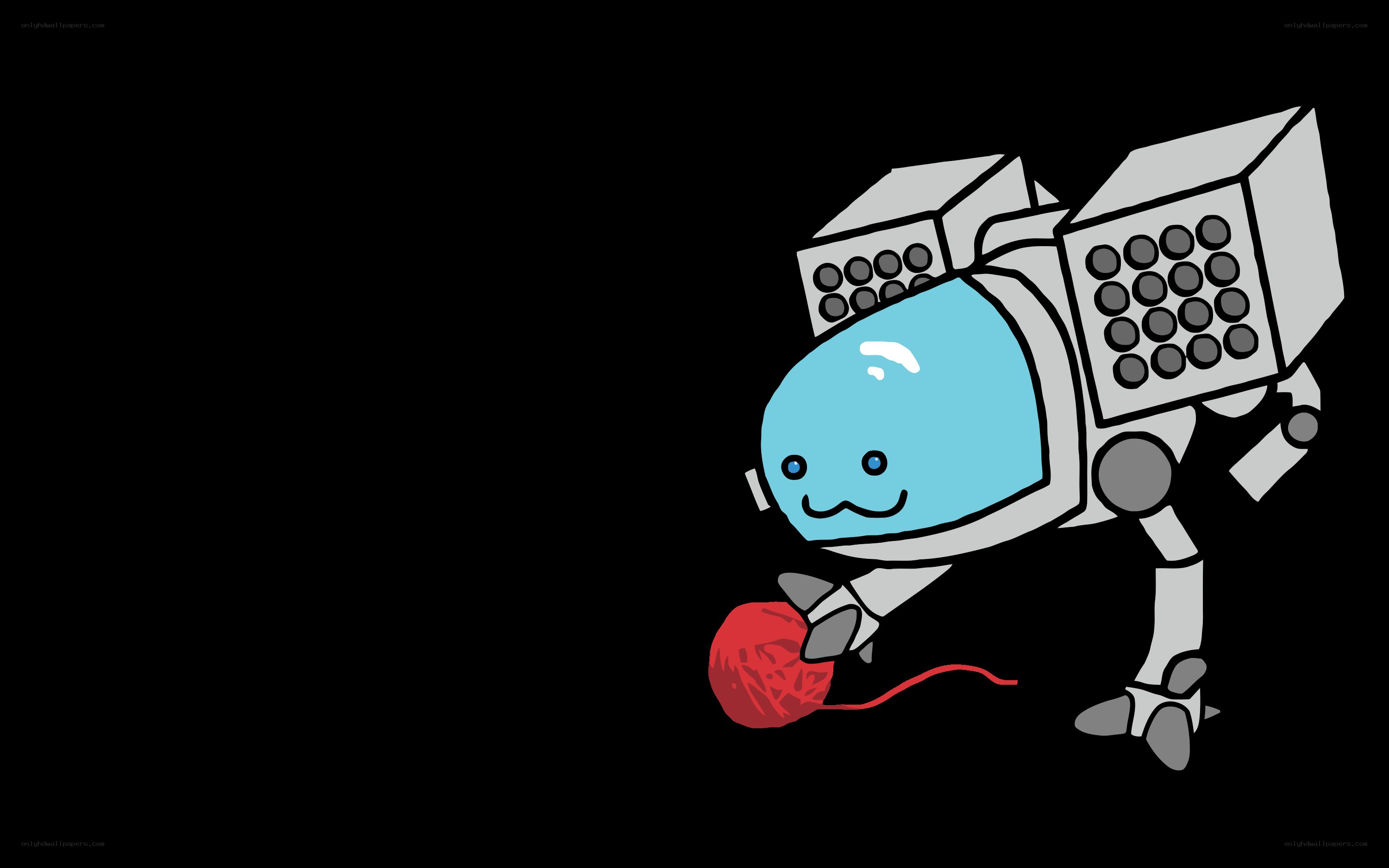 robot playing with yarn