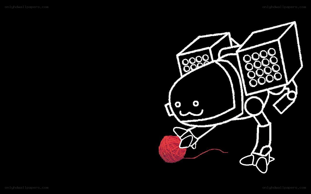 robot playing with yarn