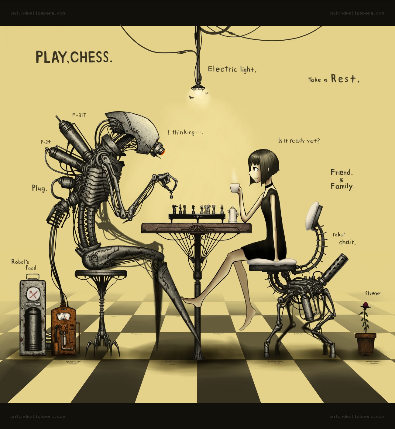 Robot plays chess with woman