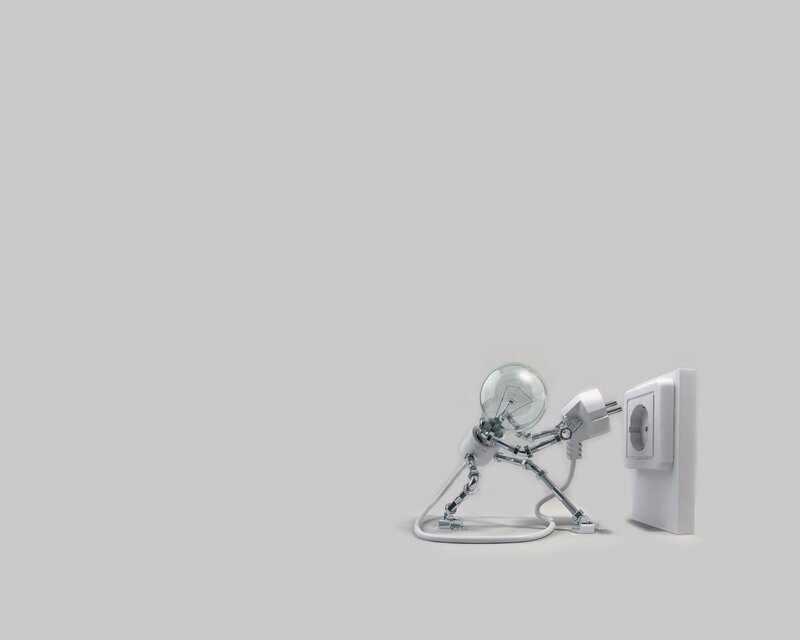 robot plugging in light bulb
