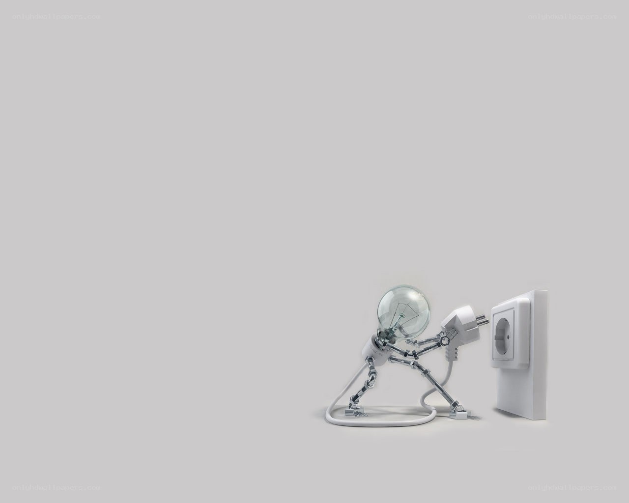 robot plugging in light bulb