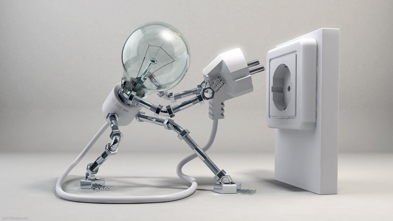 robot plugging into outlet