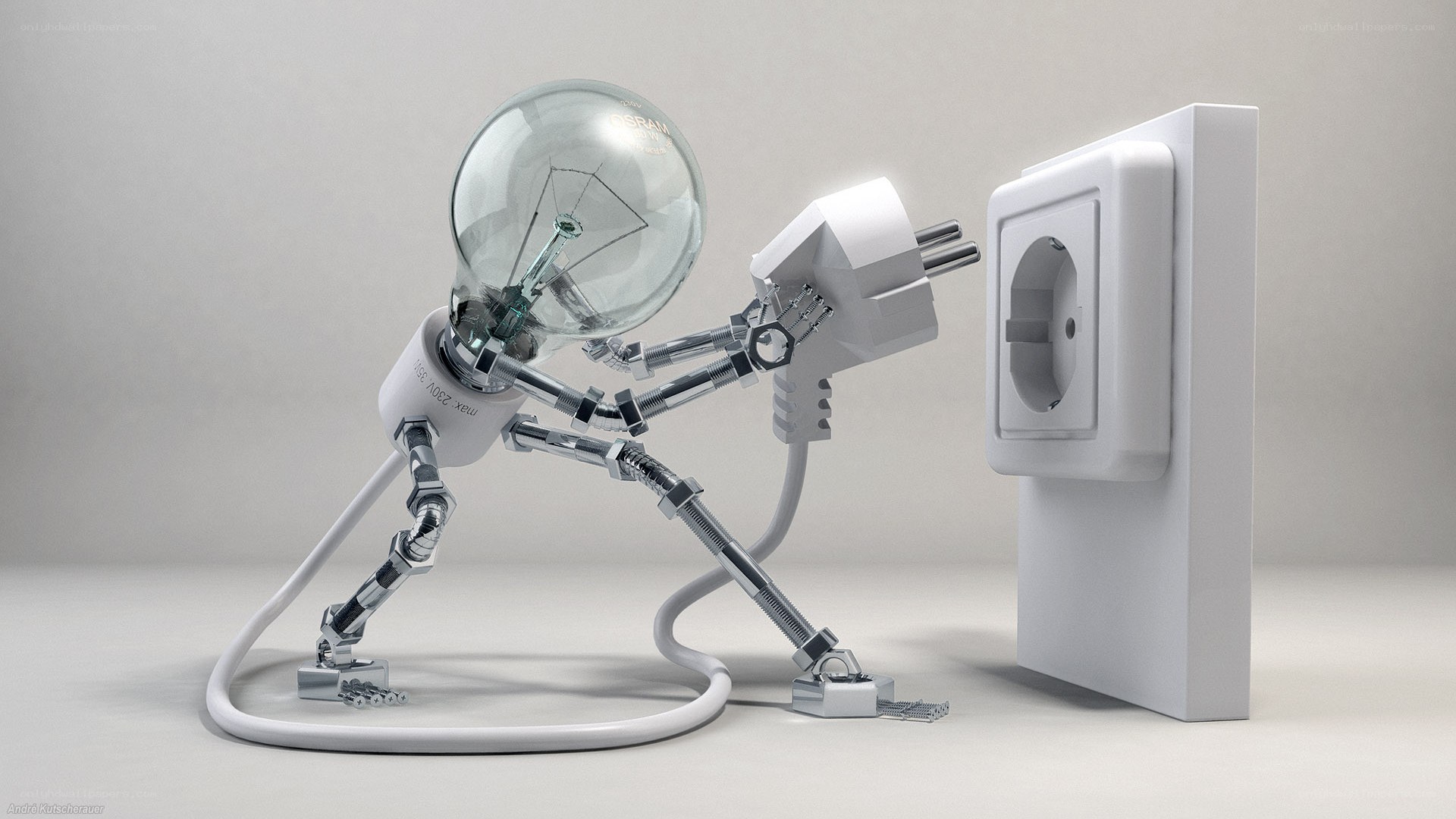 robot plugging into outlet