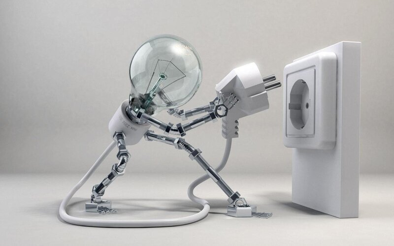 robot plugging into outlet