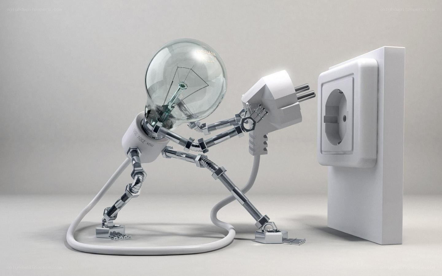 robot plugging into outlet