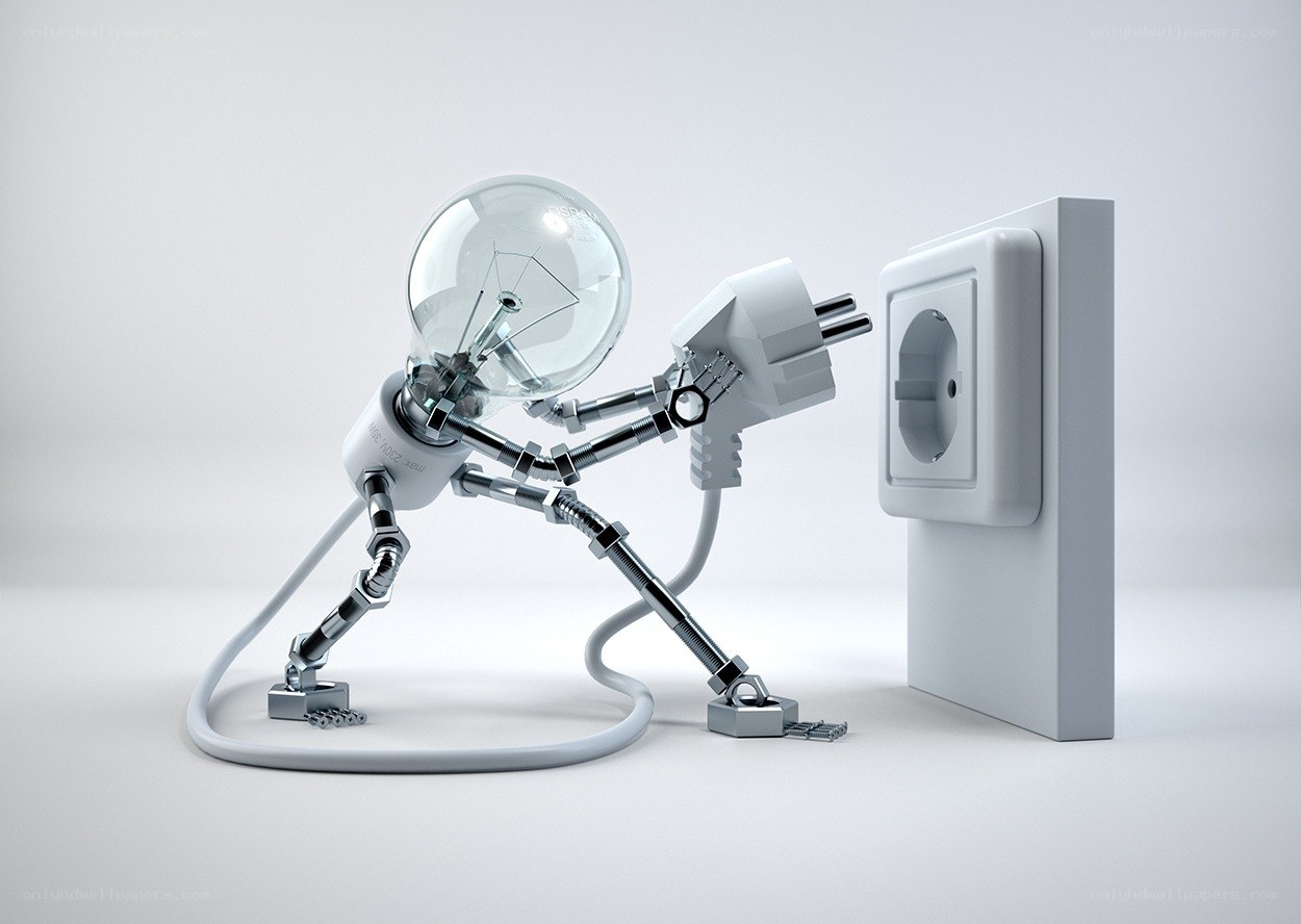 robot plugging into outlet