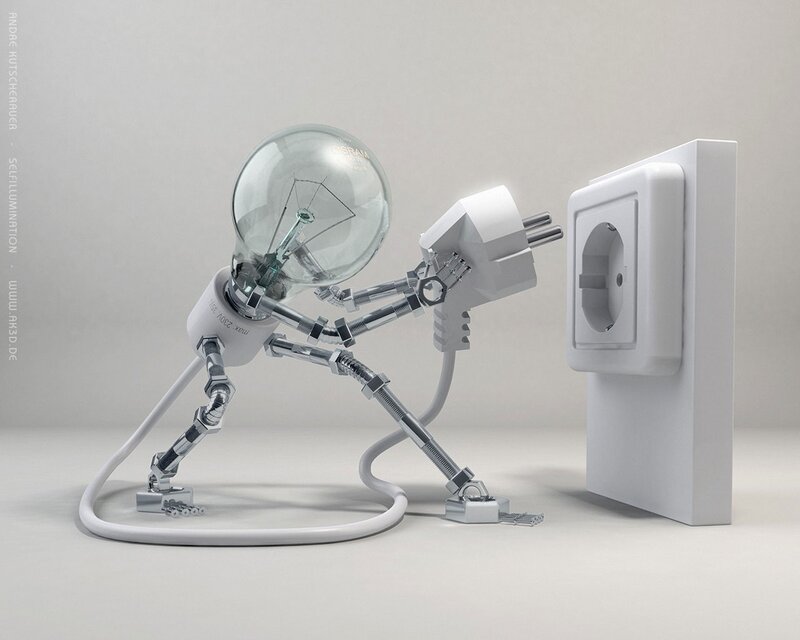 robot plugging into outlet